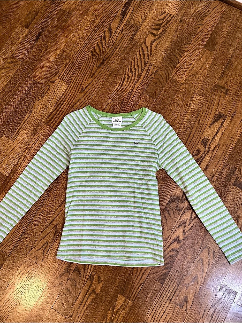 Lacoste Women's Striped Long Sleeve Size 40 Green & White